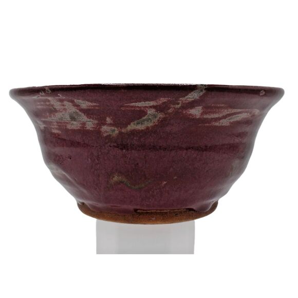 Vintage Hand Painted Studio Art Pottery Clay Ceramic Bowl in Purples & Magenta - Picture 4 of 5